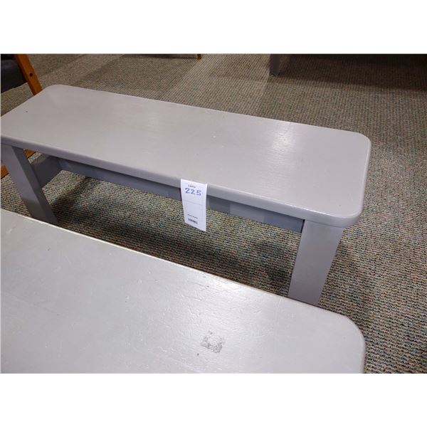 GRAY WOODEN BENCH, 46"L X 14"W X 17"H, AKA LOT 225
