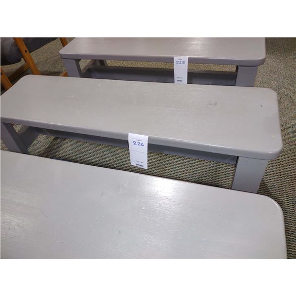 GRAY WOODEN BENCH, 49"L X 14"W X 17"H, AKA LOT 226