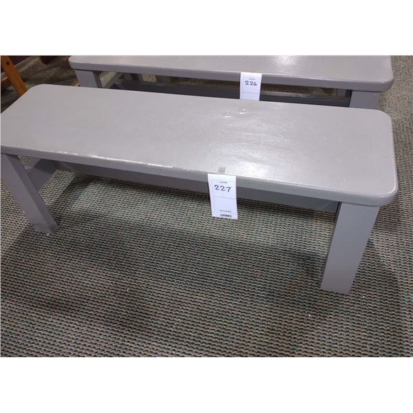 GRAY WOODEN BENCH, 49"L X 14"W X 17"H, AKA LOT 227