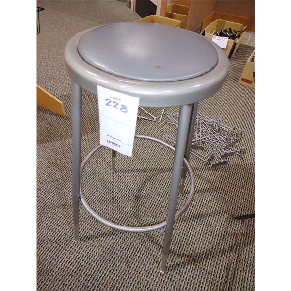 GRAY METAL STOOL, 30"H X 17"D, AKA LOT 228