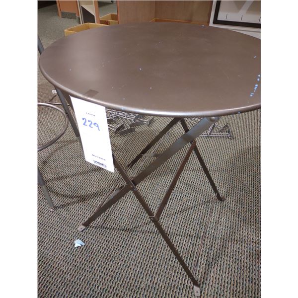 GRAY METAL FOLDING TABLE, 28"H X 23"D, AKA LOT 229