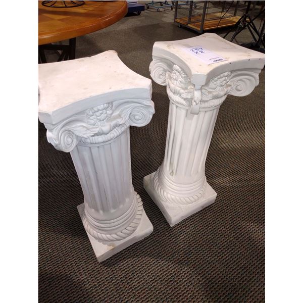 2 PC RESIN PEDESTALS GREEK/ROMAN STYLE COLUMN, 29"H X 10.5" SQ BASE, AKA LOT 257