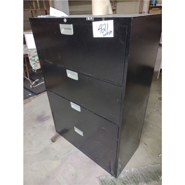 4 DRAWER LEGAL FILE CABINET (LOCKED, CANT FIND KEY)
