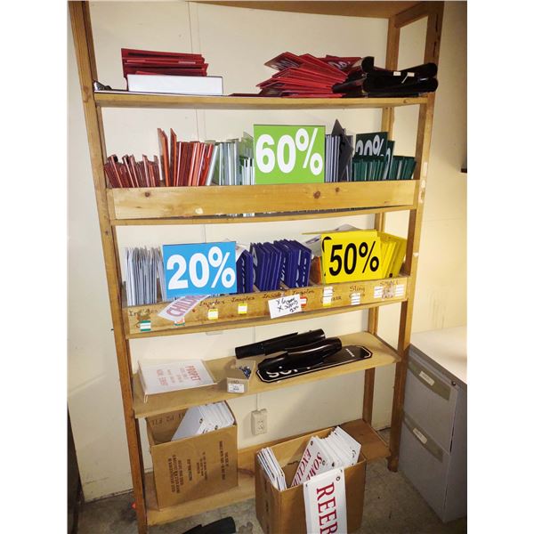 SIGN CENTER W/ PRODUCT & DESK LOADED W/ PRE-MADE SIGNS