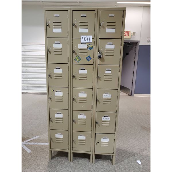 16 COMPARTMENT METAL LOCKER, 36"W x 15"D x 78"T