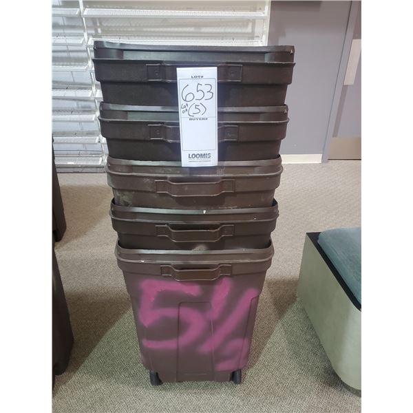 WHEELED PLASTIC GARBAGE CANS (X5)
