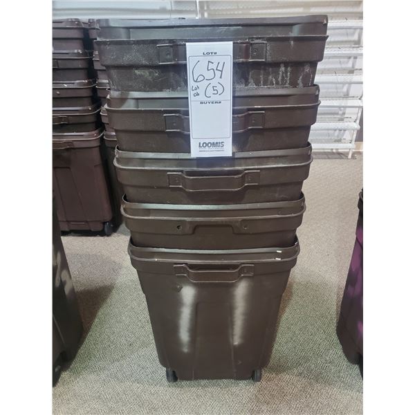 WHEELED PLASTIC GARBAGE CANS (X5)