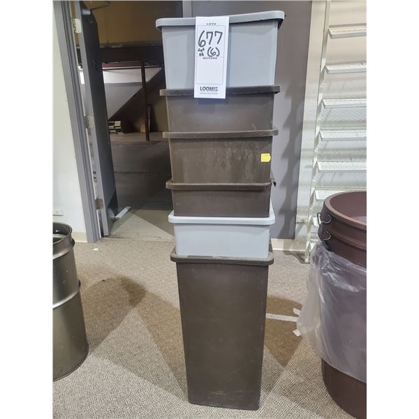 6 SMALL SQUARE TRASH CONTAINERS
