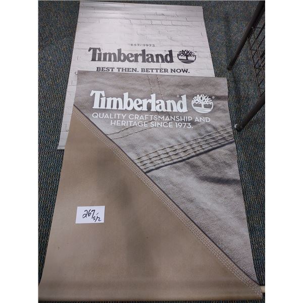 BUNDLE LOT: Timberland PVC Banners (2), New Wigwam Bin w/ Stool