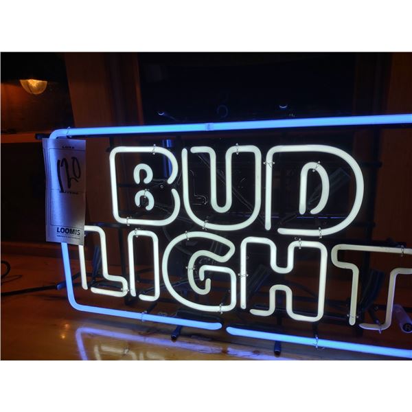 BUD LIGHT NEON SIGN, (LETTER "T" IS DIM) 30"W X 17"H