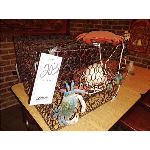 METAL CRAB TRAP W/ CRABS 25" X 25" X 18"