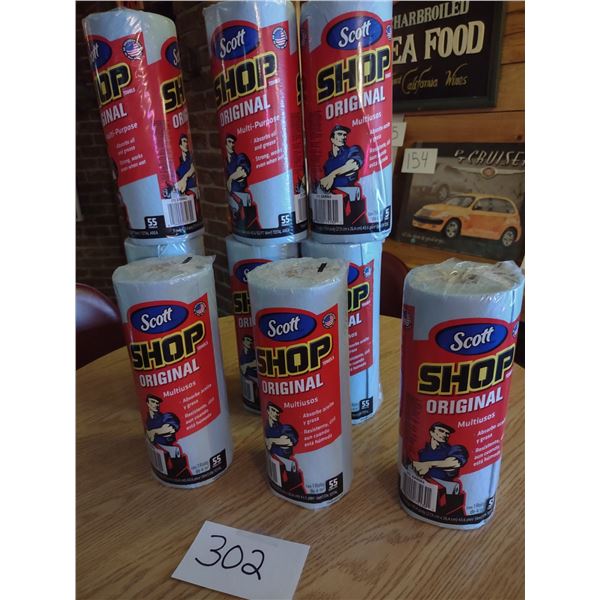 LOT OF 9 SCOTT SHOP TOWELS, NEW IN PACKAGING