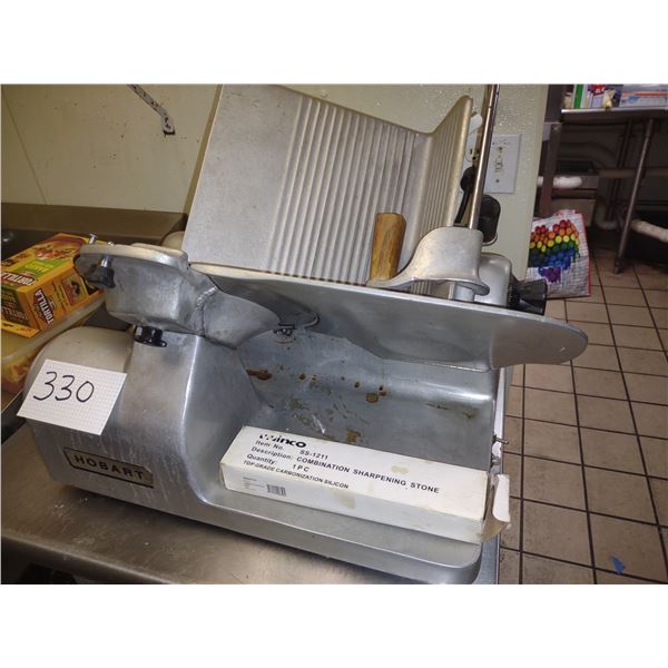 HOBART SLICER W/ SHARPENING STONE, RUNS, AKA LOT 330