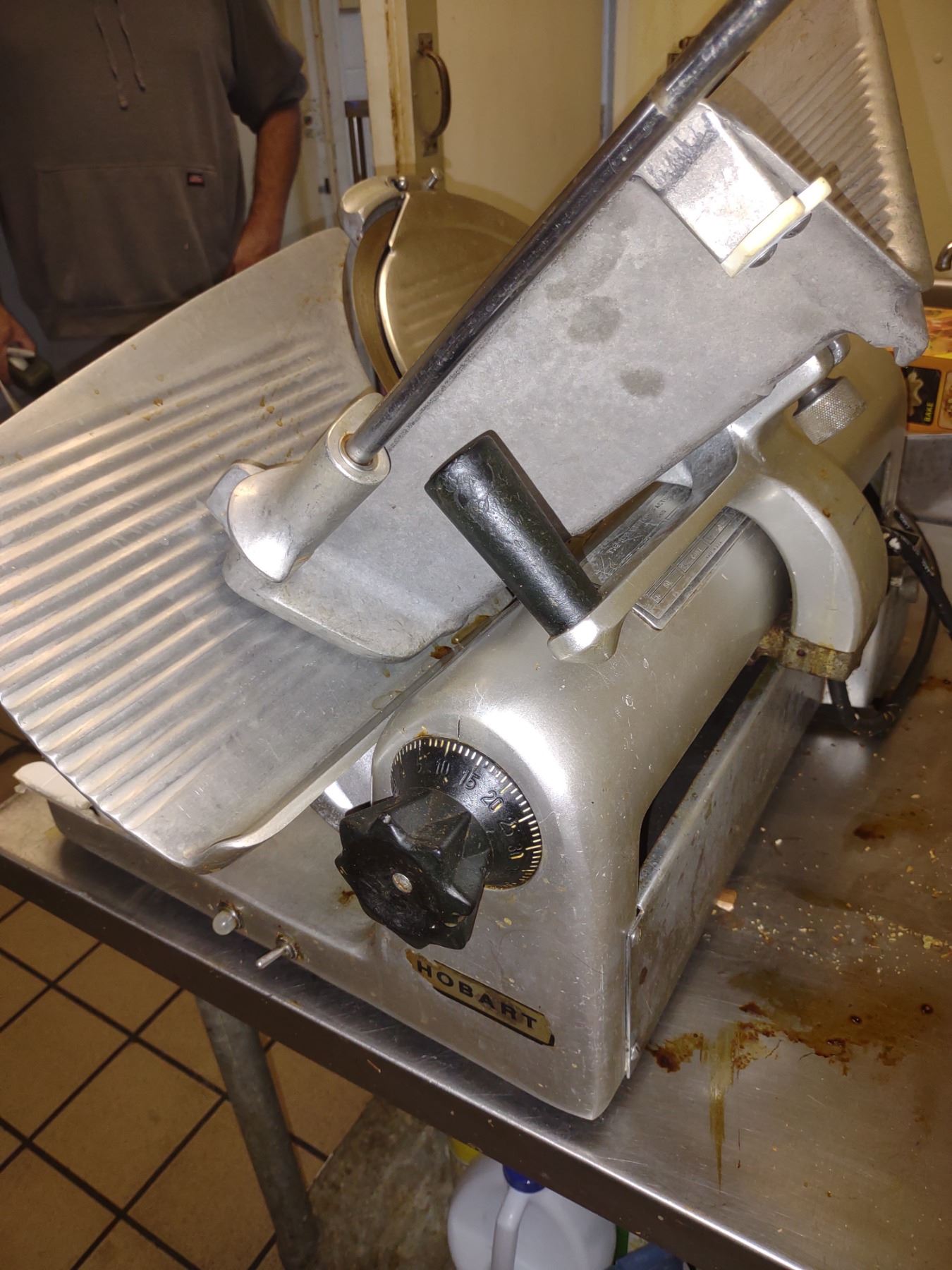 HOBART SLICER W/ SHARPENING STONE, RUNS, AKA LOT 330