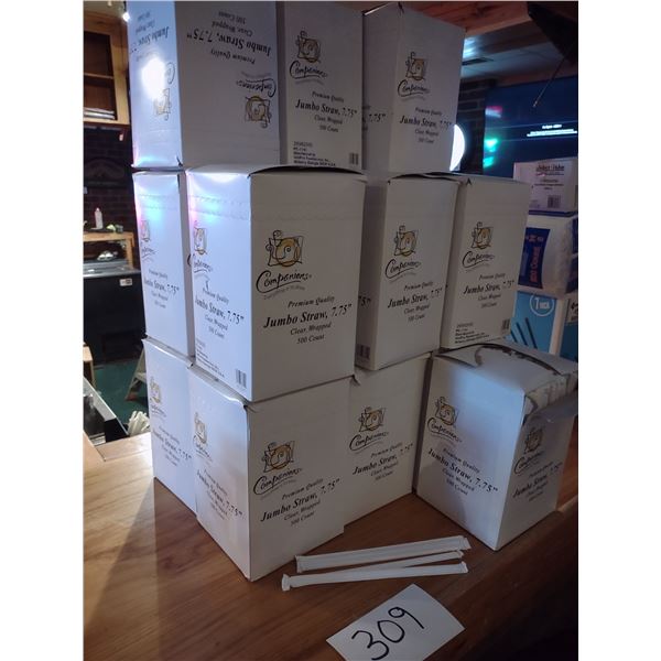 16 BOXES OF 500 CT PREMIUM QUALITY JUMBO STRAWS, ONE LOT