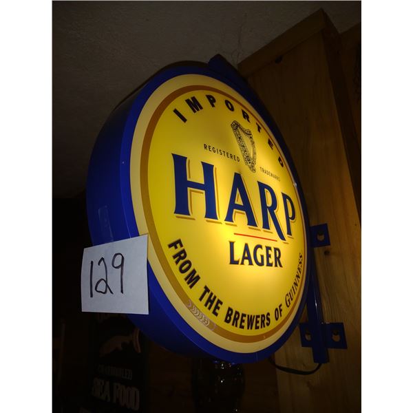 HARP LAGER WALL MOUNTED ELECTRIC LIGHT UP SIGN, 19"D