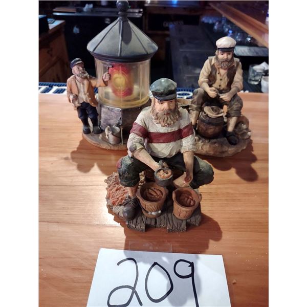 LOT OF 3 RESIN FISHERMAN FIGURINES