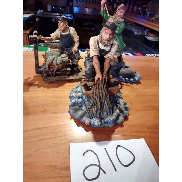 LOT OF 3 RESIN FISHERMAN FIGURINES