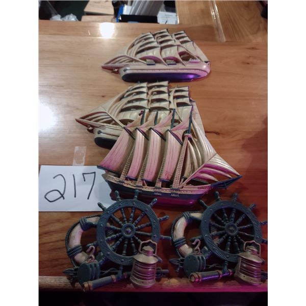 LOT OF RESIN NAUTICAL THEMED WALL DECOR
