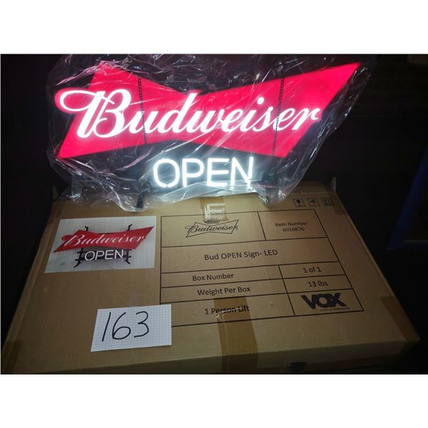 NEW IN BOX, BUDWEISER LED NEON OPEN SIGN, 26" WIDE