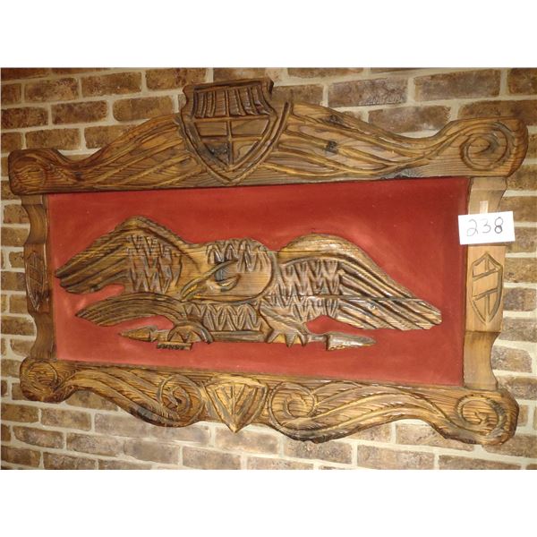 BEAUTIFUL CARVED WOODEN EAGLE WALL ART, 62"W X 41"H