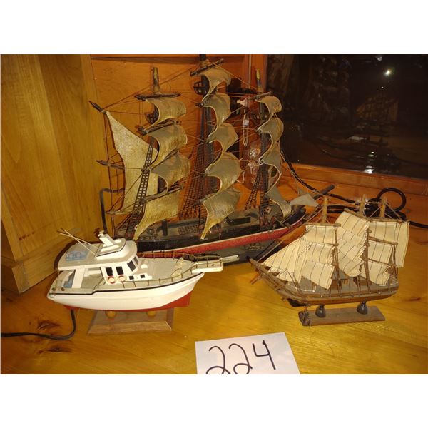LOT OF 3 WOOD CARVED BOATS