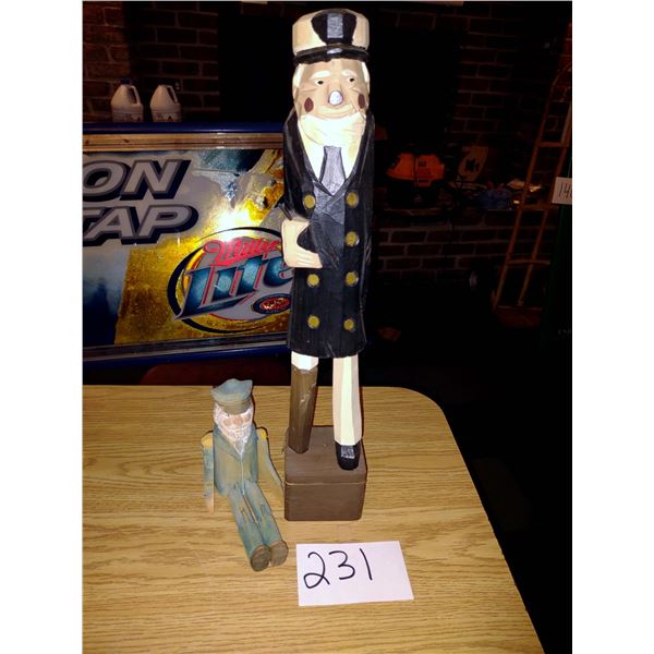 PAIR OF CARVED WOOD SEA CAPTAIN FIGURES