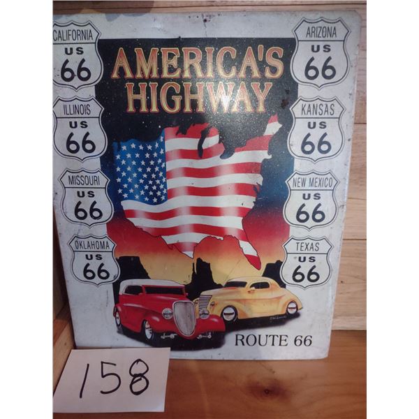 ROUTE 66 METAL SIGN, 16"H