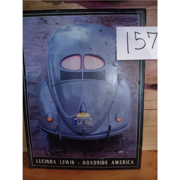 LUCINDA LEWIS "ROADSIDE AMERICA" TIN SIGN, 16"H