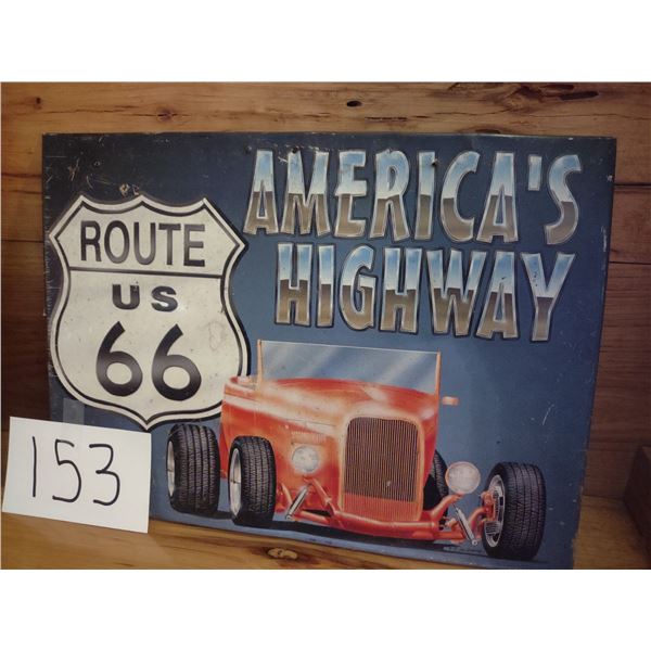 ROUTE 66 METAL SIGN, 16"W