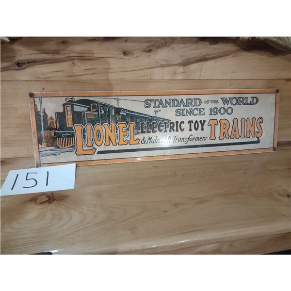 VINTAGE LIONEL ELECTRIC TOY TRAINS TIN SIGN
