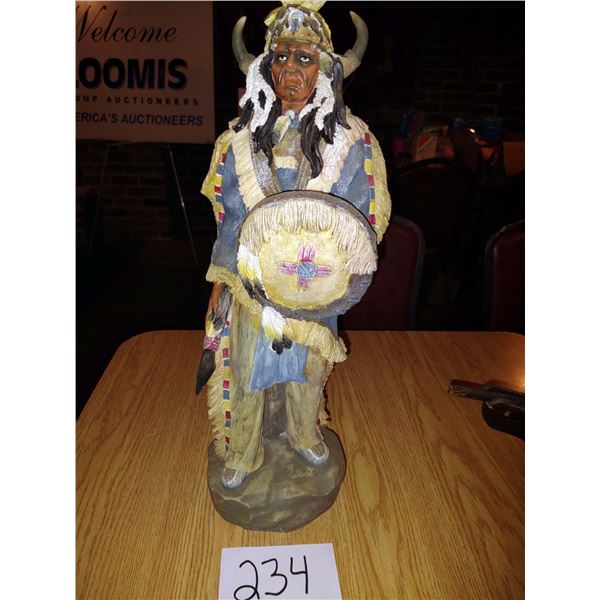 RESIN NATIVE AMERICAN MEDICINE MAN, 23" TALL