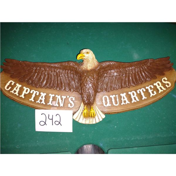 RESIN CAPTAIN'S QUARTERS SIGN, 26" WIDE