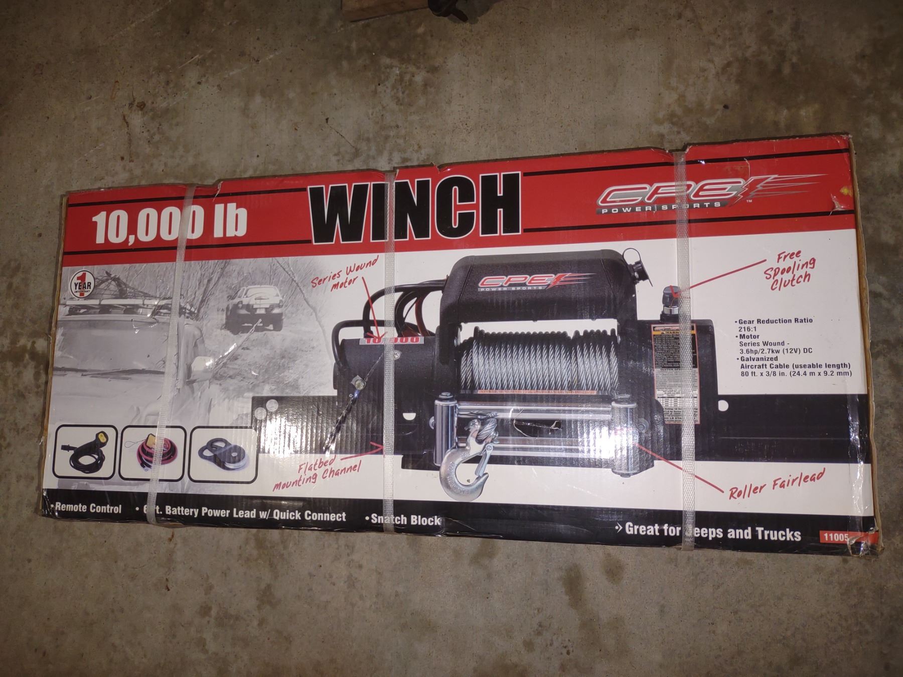BRAND NEW IN BOX, 10,000 LB WINCH SET 11005, BY CPE POWER SPORTS