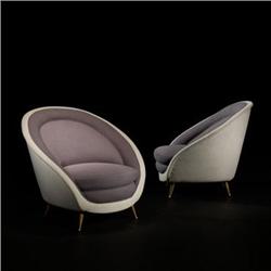Italian lounge chairs, pair c. 1955 upholster