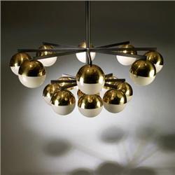 Stilnovo chandelier Italy, c. 1960 brass, ena