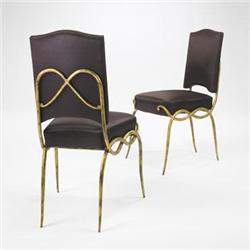 Rene Drouet chairs, pair France, c. 1940 gilt