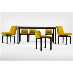 Vladimir Kagan dining table and six chairs Ka