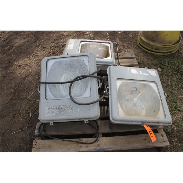 3 Mercury Vapor Shop Lights, 1 needs bulb