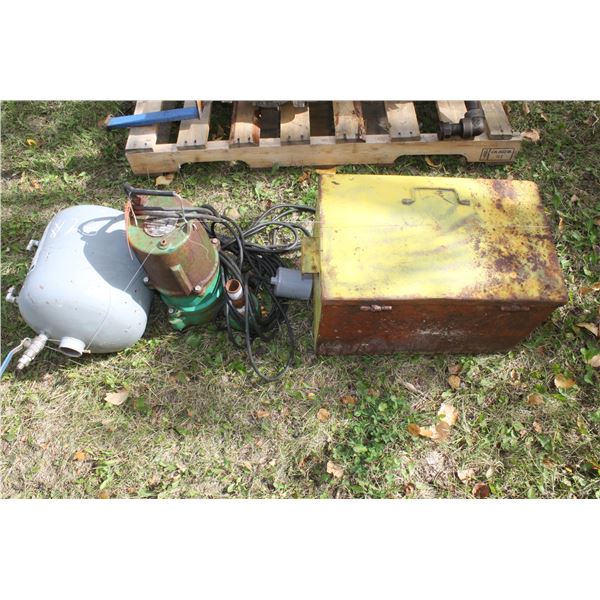 Sump Pump 1 HP & Pressure Tank, Metal Tool Box