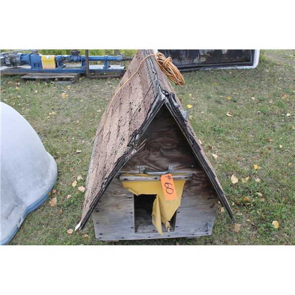 Homemade Wood Dog House, c/w Heat Lamp