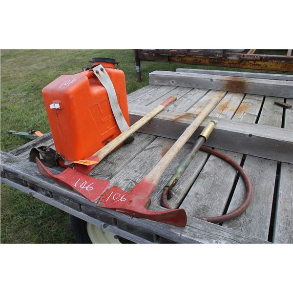 Firefighting Equip, c/w 2 Fire Axes, 1 Water Tank, 1 Fire Pump