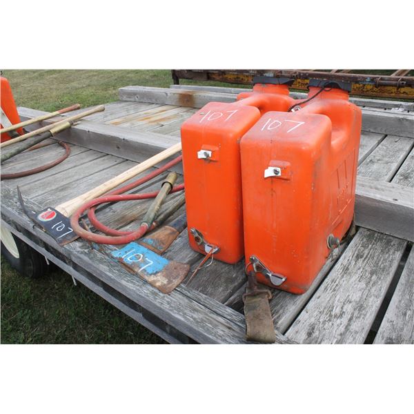 Firefighting Equip, c/w 2 Fire Axes, 2 Water Tanks, 2 Fire Pumps