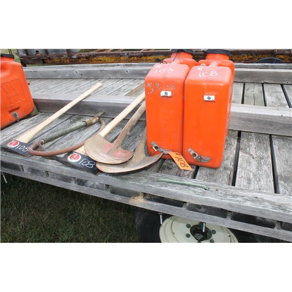 Firefighting Equip, c/w 2 Fire Axes, 2 Shovels, 2 Water Tanks, 1 Pump