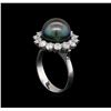 Image 4 : 1.46 ctw Pearl and Diamond Ring - 14KT White Gold
