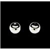 Image 1 : Glossy and Satin Round Post Earrings - Rhodium Plated