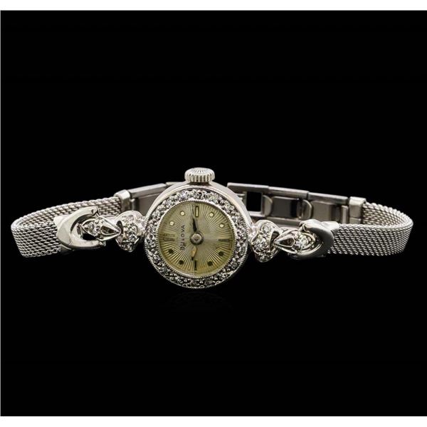 Bulova 14KT and 10KT White Gold 0.22 ctw Diamond Ladies Watch