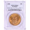 Image 1 : 1908 No Motto $20 St. Gaudens Double Eagle Gold Coin PCGS MS63