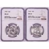Image 1 : Lot of (2) 1955 Franklin Half Dollar Coins NGC MS63