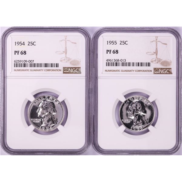 Lot of 1954-1955 Proof Washington Quarter Coins NGC PF68